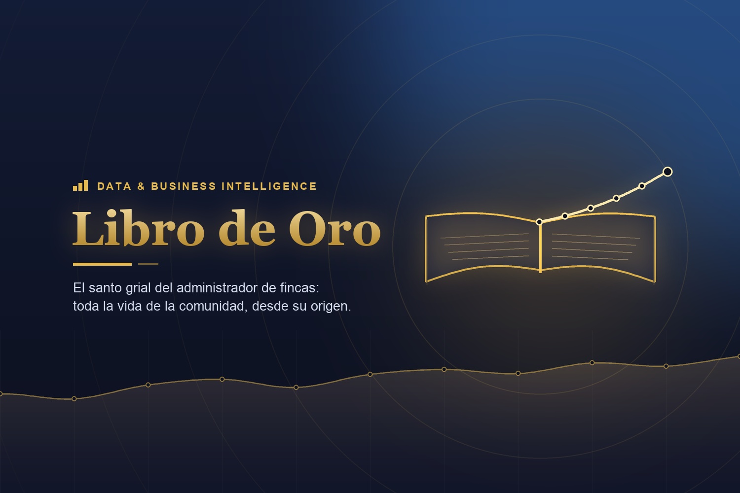 Libro de Oro de FixrOS: libro abierto en oro con la serie histórica de una comunidad de propietarios